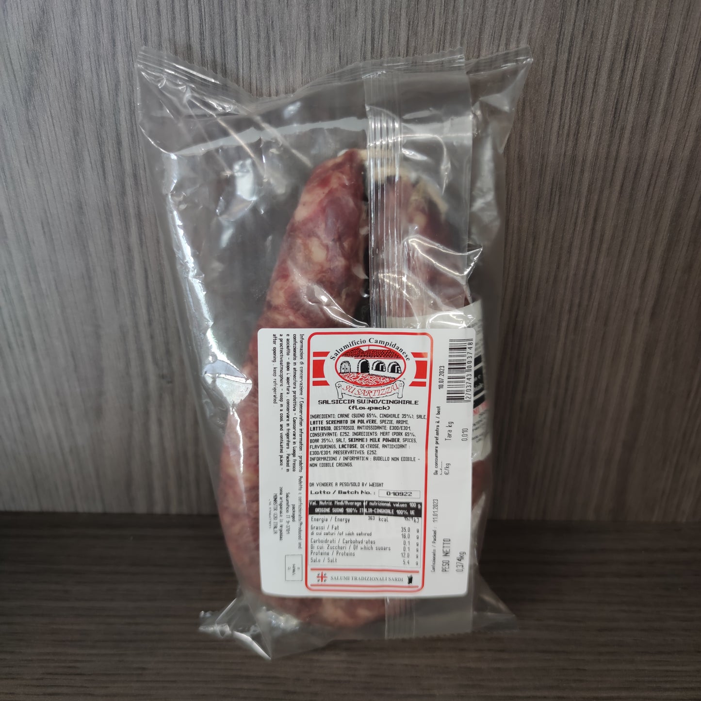 Saucisse sarde mélangée au porc et au sanglier environ 400g de Monastir (CA)